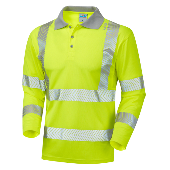 P08 Yellow LEO BARRICANE Leo EcoViz Performance+ Sleeved Polo Shirt L